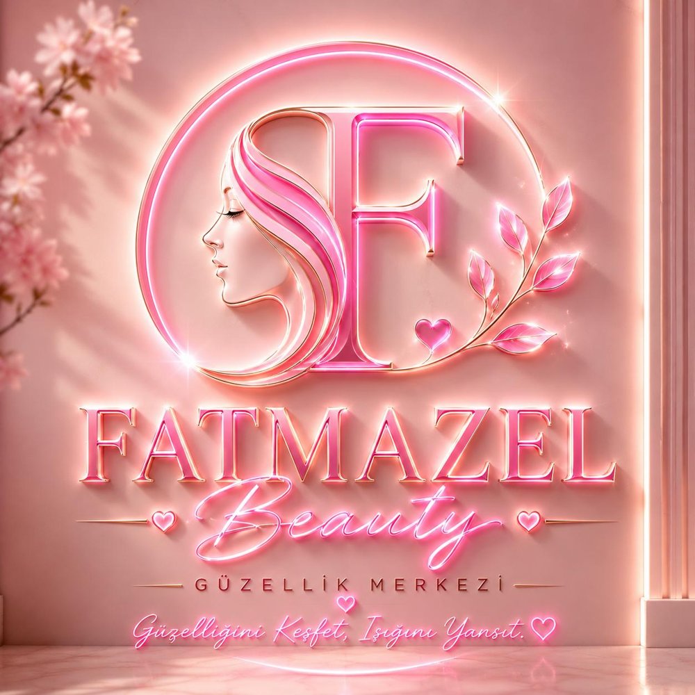 Fatmazel Beauty Güzellik Merkezi logosu: pembe F monogramı ve kadın profili